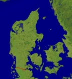 Denmark Satellite + Borders 543x600